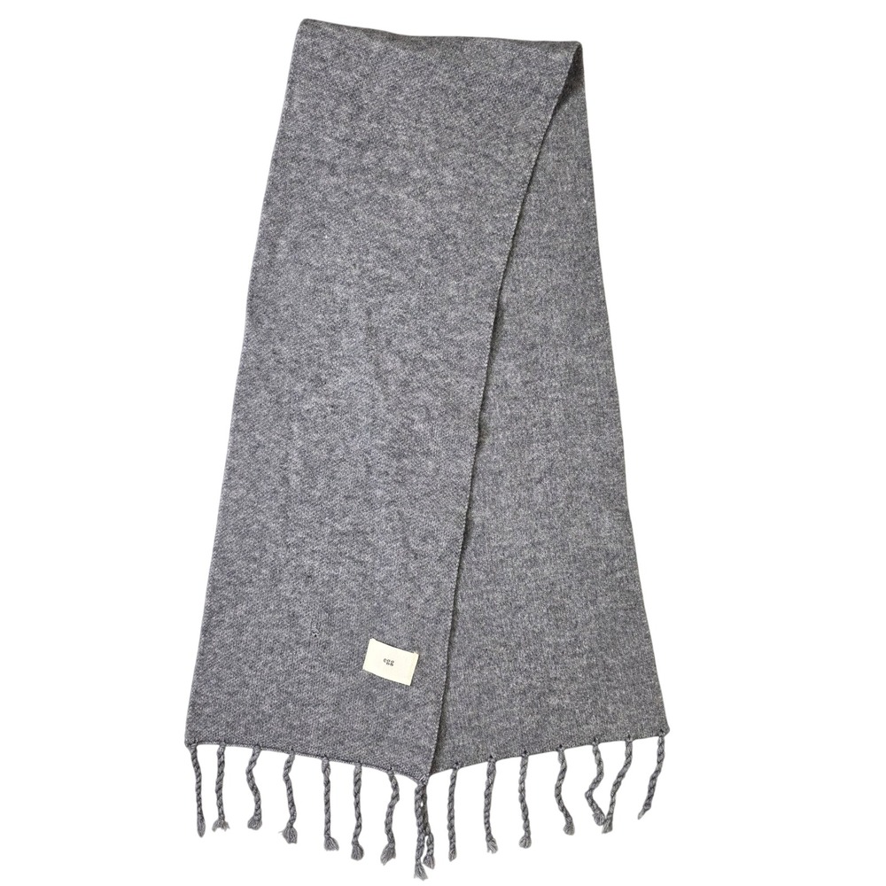 Egg Knit Scarf Twist Fray Edges Unisex OS Dark Gray NEW Cozy Warm Minimalist